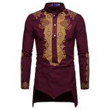 Spring Autumn Men Casual Shirt Middle East Area Totem Printed African Style Printed Long Sleeve Pattern Formal Men Dress Shirts