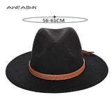 New autumn and winter men's large size cowboy hats fedora caps 60CM classical sombrero furry headscarf imitation wool cap visor