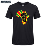 Africa Black Power Africa Map Fist African Print T-Shirt Men 2019 Summer O-Neck Short Sleeve Cotton Camisetas Tee Shirt Tops