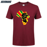 Africa Black Power Africa Map Fist African Print T-Shirt Men 2019 Summer O-Neck Short Sleeve Cotton Camisetas Tee Shirt Tops