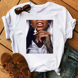 FIXSYS Women T Shirt Print Tee Shirt O-Neck Tops Tees Summer Style Female T-Shirt Fashion Ladies Funny T-shirts White Tees