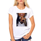 FIXSYS Women T Shirt Print Tee Shirt O-Neck Tops Tees Summer Style Female T-Shirt Fashion Ladies Funny T-shirts White Tees