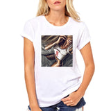 FIXSYS Women T Shirt Print Tee Shirt O-Neck Tops Tees Summer Style Female T-Shirt Fashion Ladies Funny T-shirts White Tees