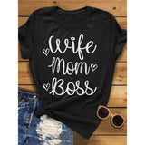 Wife mom boss print t shirt women casual cool summer t-shirt women short sleeve Tshirt