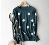 GCAROL New Women Polka Dot Sweater 30% Wool Oversized Jumper Casual Streetwear Fall Winter Cute Knitted Pullover M-2XL