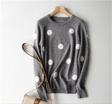 GCAROL New Women Polka Dot Sweater 30% Wool Oversized Jumper Casual Streetwear Fall Winter Cute Knitted Pullover M-2XL