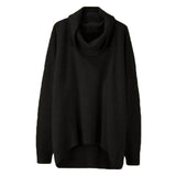 Women Oversized Sweaters Winter Irregular Knitted Pullovers Coats Long Sleeve Turtleneck Jumper Lady Loose Tops Sexy Knitwear