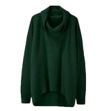 Women Oversized Sweaters Winter Irregular Knitted Pullovers Coats Long Sleeve Turtleneck Jumper Lady Loose Tops Sexy Knitwear