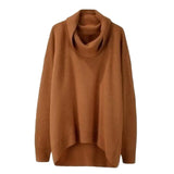 Women Oversized Sweaters Winter Irregular Knitted Pullovers Coats Long Sleeve Turtleneck Jumper Lady Loose Tops Sexy Knitwear