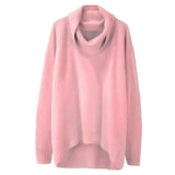 Women Oversized Sweaters Winter Irregular Knitted Pullovers Coats Long Sleeve Turtleneck Jumper Lady Loose Tops Sexy Knitwear