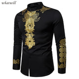 casual shirt mens dress shirts african style chemise homme fashion camisa masculina fitness printed shirt