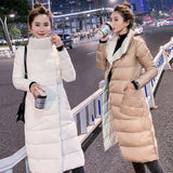 Double Sided Women's Down Jacket Long Winter Turtleneck White Duck Down Coat Female Double Breasted Plus size Warm Plaid Parkas
