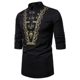casual shirt mens dress shirts african style chemise homme fashion camisa masculina fitness printed shirt