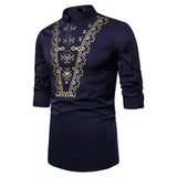 casual shirt mens dress shirts african style chemise homme fashion camisa masculina fitness printed shirt