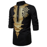 casual shirt mens dress shirts african style chemise homme fashion camisa masculina fitness printed shirt
