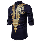 casual shirt mens dress shirts african style chemise homme fashion camisa masculina fitness printed shirt