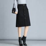 Women Wool Skirts Winter 2019 New Thicken Woolen Plaid Elegant A Line Chic Skirt High Waist Female Skirts Midi Skirt Faldas saia