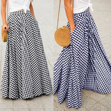 Women's Skirts 2019 ZANZEA Vintage Plaid Check Long Skirt  Zipper Pleated Faldas Bohemian Jupe Femme Casual Pockets Maxi Skirts
