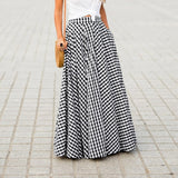 Women's Skirts 2019 ZANZEA Vintage Plaid Check Long Skirt  Zipper Pleated Faldas Bohemian Jupe Femme Casual Pockets Maxi Skirts