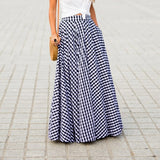 Women's Skirts 2019 ZANZEA Vintage Plaid Check Long Skirt  Zipper Pleated Faldas Bohemian Jupe Femme Casual Pockets Maxi Skirts