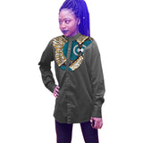 African Print  Women Shirts Long Sleeve Tops Ladies Dashiki Clothes African Print Stand Collar Shirts African Clothes Customized