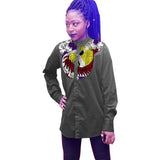 African Print  Women Shirts Long Sleeve Tops Ladies Dashiki Clothes African Print Stand Collar Shirts African Clothes Customized