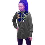 African Print  Women Shirts Long Sleeve Tops Ladies Dashiki Clothes African Print Stand Collar Shirts African Clothes Customized