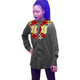 African Print  Women Shirts Long Sleeve Tops Ladies Dashiki Clothes African Print Stand Collar Shirts African Clothes Customized