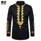Men's Casual Fashion Print Shirt Print Totem Long Shirt African Wind Shirt, US  SIZE  S-2XL