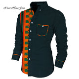 Men Long Sleeve Shirt Square Collar Tops Men Casual African Print Shirt Coat Causal Party Office Shits African Shirt WYN649