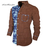 Men Long Sleeve Shirt Square Collar Tops Men Casual African Print Shirt Coat Causal Party Office Shits African Shirt WYN649