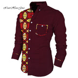 Men Long Sleeve Shirt Square Collar Tops Men Casual African Print Shirt Coat Causal Party Office Shits African Shirt WYN649