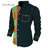 Men Long Sleeve Shirt Square Collar Tops Men Casual African Print Shirt Coat Causal Party Office Shits African Shirt WYN649
