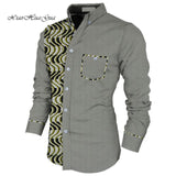 Men Long Sleeve Shirt Square Collar Tops Men Casual African Print Shirt Coat Causal Party Office Shits African Shirt WYN649