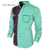 Men Long Sleeve Shirt Square Collar Tops Men Casual African Print Shirt Coat Causal Party Office Shits African Shirt WYN649