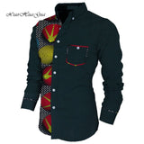 Men Long Sleeve Shirt Square Collar Tops Men Casual African Print Shirt Coat Causal Party Office Shits African Shirt WYN649