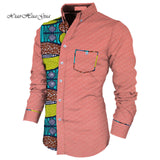 Men Long Sleeve Shirt Square Collar Tops Men Casual African Print Shirt Coat Causal Party Office Shits African Shirt WYN649