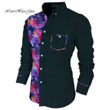 Men Long Sleeve Shirt Square Collar Tops Men Casual African Print Shirt Coat Causal Party Office Shits African Shirt WYN649
