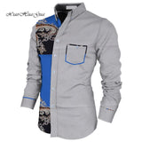 Men Long Sleeve Shirt Square Collar Tops Men Casual African Print Shirt Coat Causal Party Office Shits African Shirt WYN649