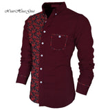Men Long Sleeve Shirt Square Collar Tops Men Casual African Print Shirt Coat Causal Party Office Shits African Shirt WYN649