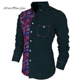 Men Long Sleeve Shirt Square Collar Tops Men Casual African Print Shirt Coat Causal Party Office Shits African Shirt WYN649