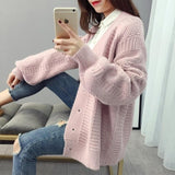 Fashion 2019 Autumn Winter Women Sweater Cardigans Blue Pink Solid Korean Cardigans Single Breasted Jumper Sweater Harajuku Top