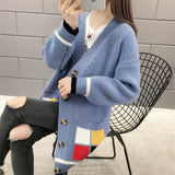 Fashion 2019 Autumn Winter Women Sweater Cardigans Blue Pink Solid Korean Cardigans Single Breasted Jumper Sweater Harajuku Top