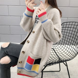 Fashion 2019 Autumn Winter Women Sweater Cardigans Blue Pink Solid Korean Cardigans Single Breasted Jumper Sweater Harajuku Top