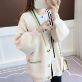 Fashion 2019 Autumn Winter Women Sweater Cardigans Blue Pink Solid Korean Cardigans Single Breasted Jumper Sweater Harajuku Top