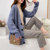 Fashion 2019 Autumn Winter Women Sweater Cardigans Blue Pink Solid Korean Cardigans Single Breasted Jumper Sweater Harajuku Top