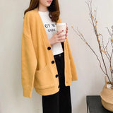 Fashion 2019 Autumn Winter Women Sweater Cardigans Blue Pink Solid Korean Cardigans Single Breasted Jumper Sweater Harajuku Top