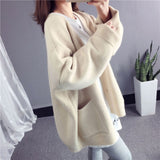 Fashion 2019 Autumn Winter Women Sweater Cardigans Blue Pink Solid Korean Cardigans Single Breasted Jumper Sweater Harajuku Top