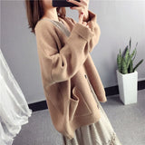 Fashion 2019 Autumn Winter Women Sweater Cardigans Blue Pink Solid Korean Cardigans Single Breasted Jumper Sweater Harajuku Top