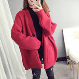 Fashion 2019 Autumn Winter Women Sweater Cardigans Blue Pink Solid Korean Cardigans Single Breasted Jumper Sweater Harajuku Top